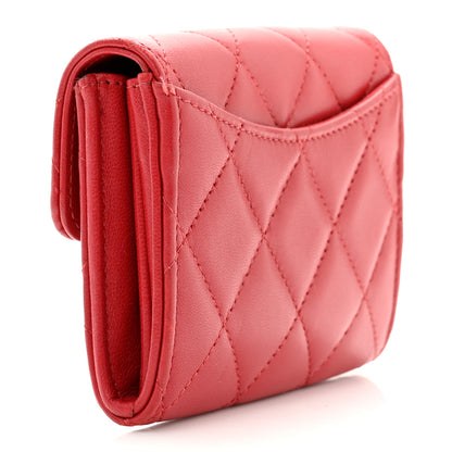Chanel Lambskin Quilted Flap Card Holder Wallet Red 3 of 8