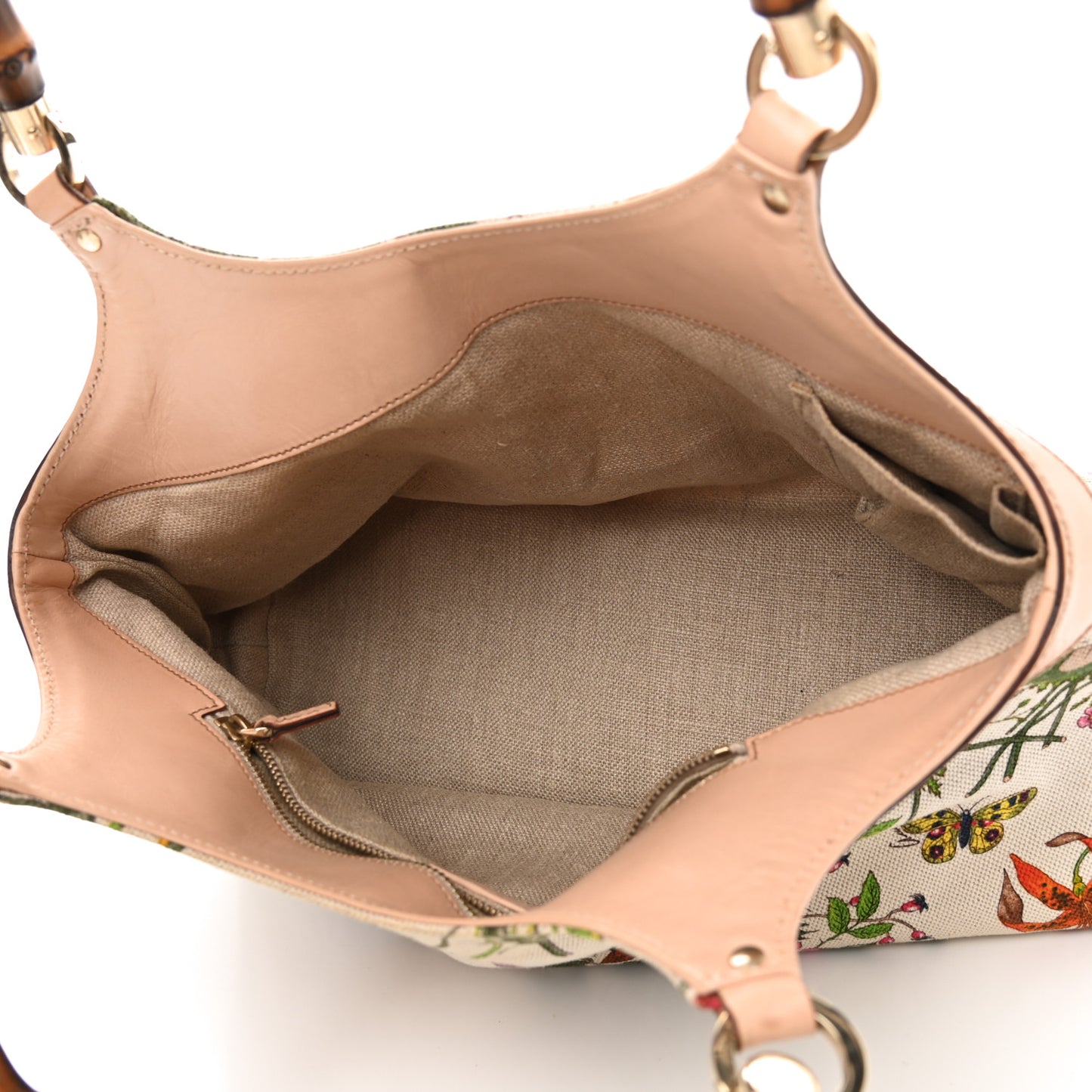 Canvas Floral Flora Bamboo Handle Bag