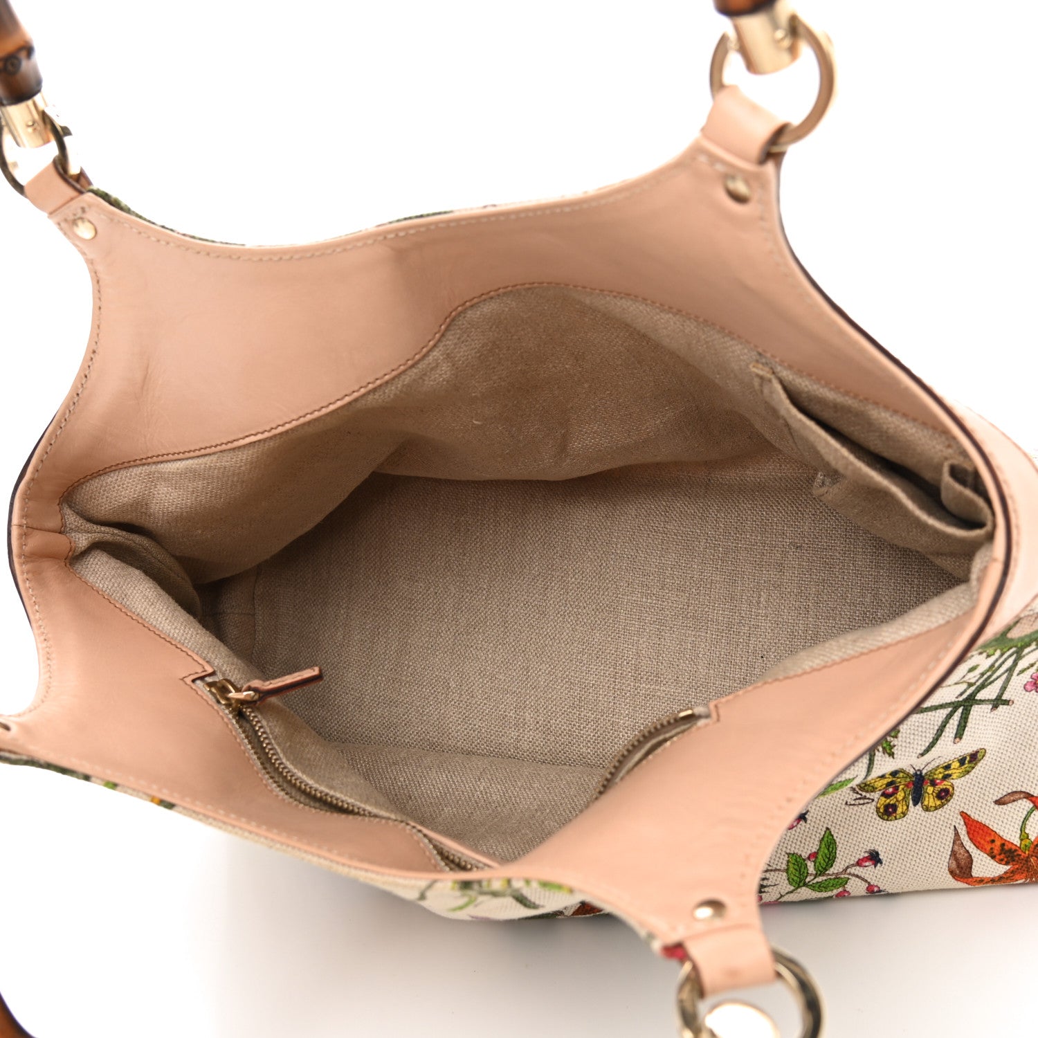 Gucci Canvas Floral Flora Bamboo Handle Bag 5 of 15