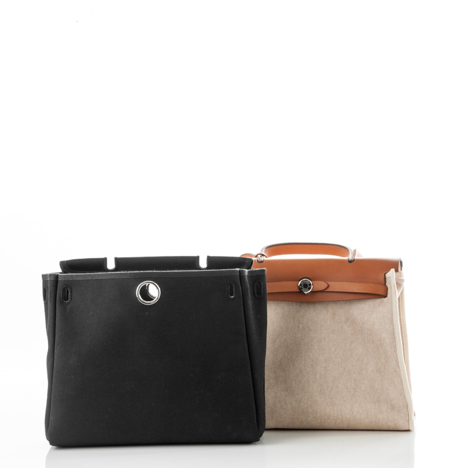 Hermes Toile Vache Calfskin Herbag 30 PM Natural Black 8 of 8