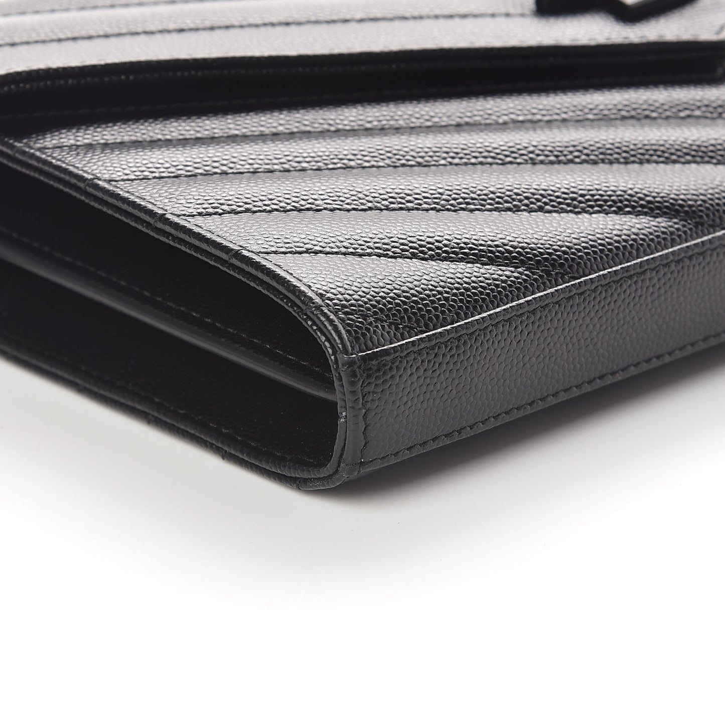 Grain De Poudre Matelasse Chevron Monogram Chain Wallet Black