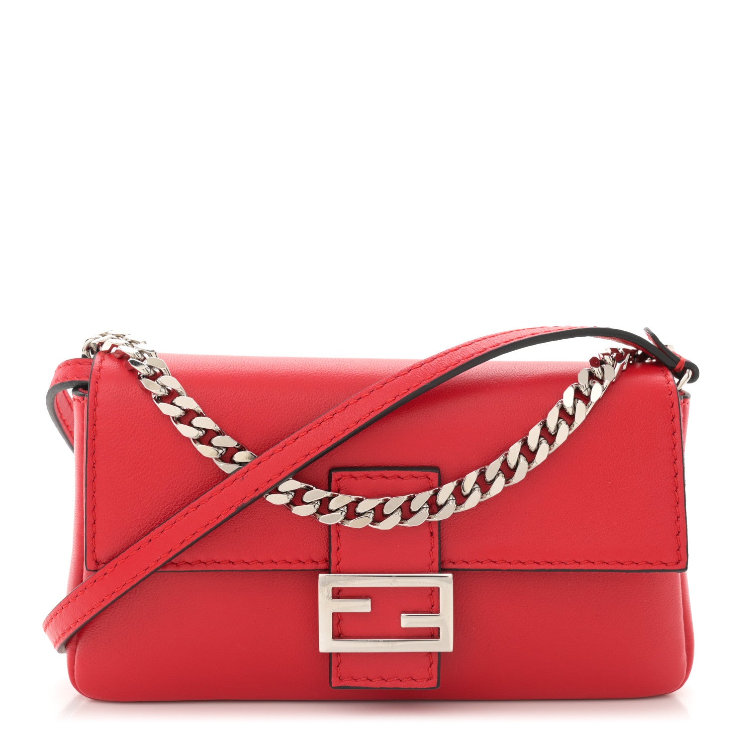 Fendi Shiny Nappa Micro Baguette Rosso 1 of 12