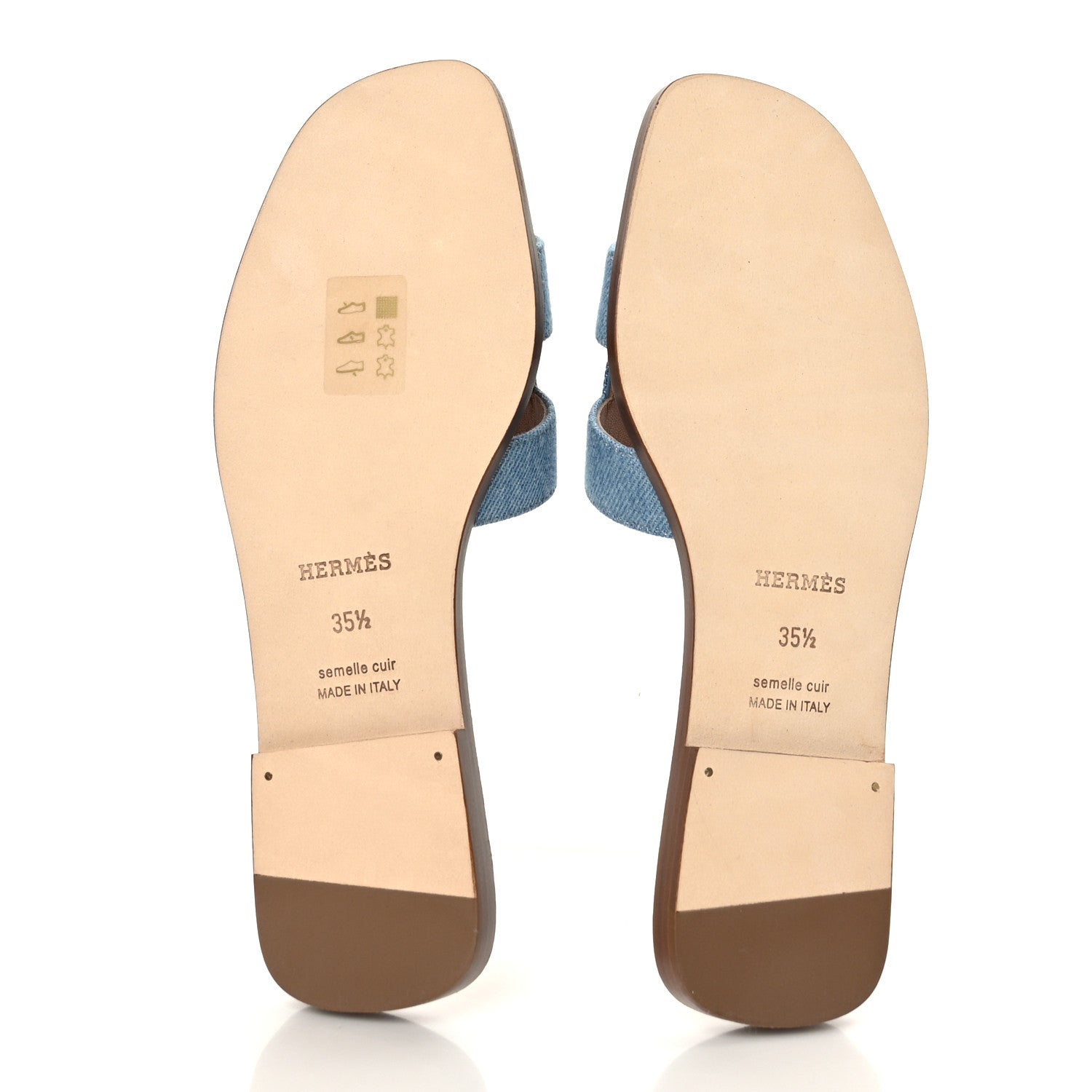 Hermes Denim Canvas Oran Sandals 35.5 Bleu Clair 5 of 9