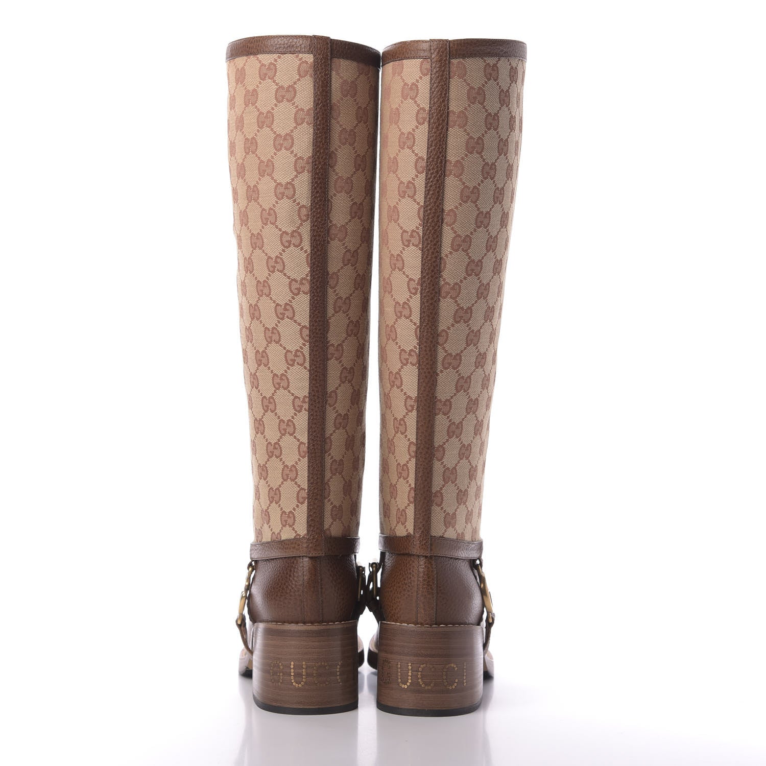 Gucci GG Monogram Calfskin Lola Tall Boots 39 Beige Ruggine Cuir 6 of 9