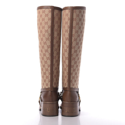 Gucci GG Monogram Calfskin Lola Tall Boots 39 Beige Ruggine Cuir 6 of 9