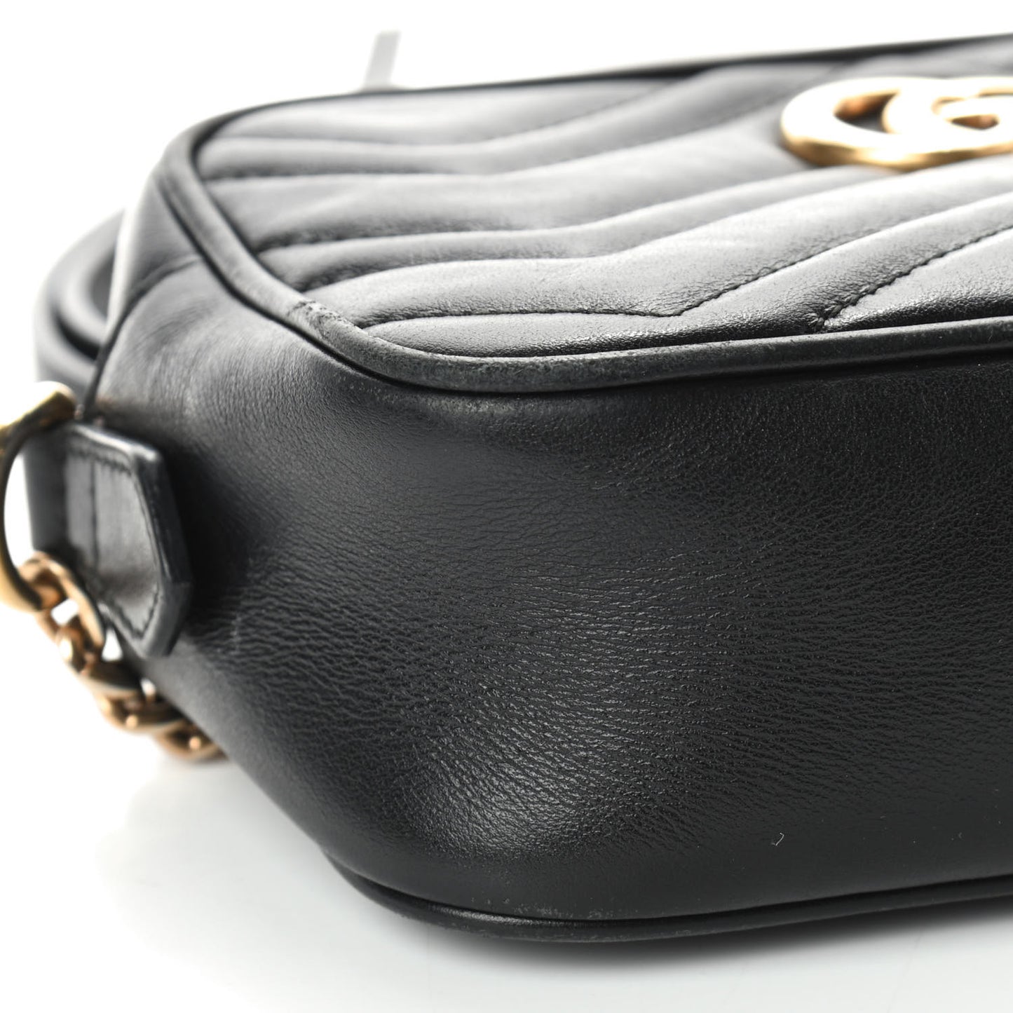 Calfskin Matelasse Mini GG Marmont Chain Shoulder Bag Black