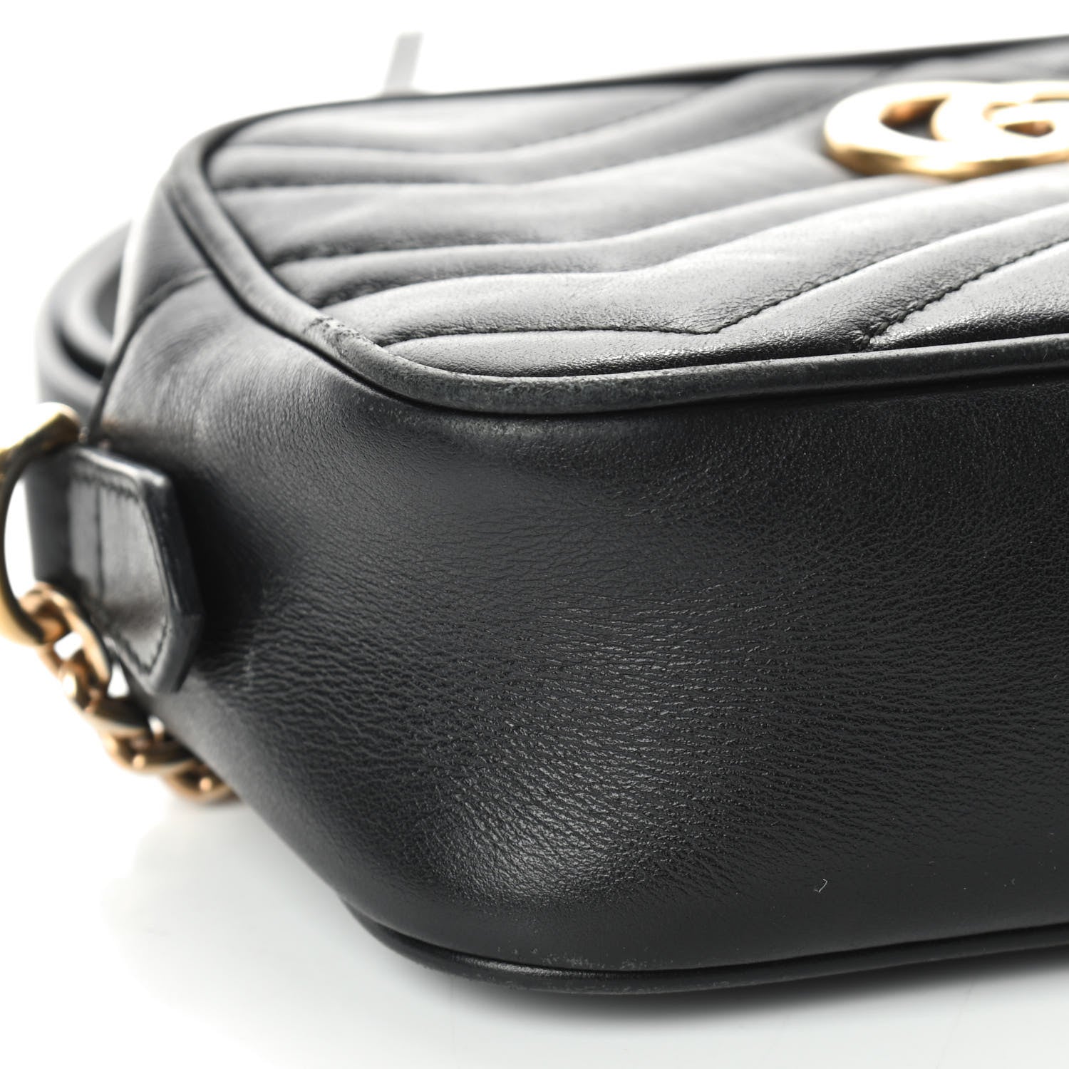 Gucci Calfskin Matelasse Mini GG Marmont Chain Shoulder Bag Black 7 of 11