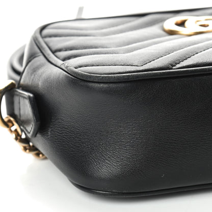Gucci Calfskin Matelasse Mini GG Marmont Chain Shoulder Bag Black 7 of 11