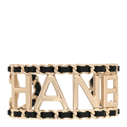 Chanel Lambskin Vintage Allure Cuff Bracelet M Black Gold 1 of 6