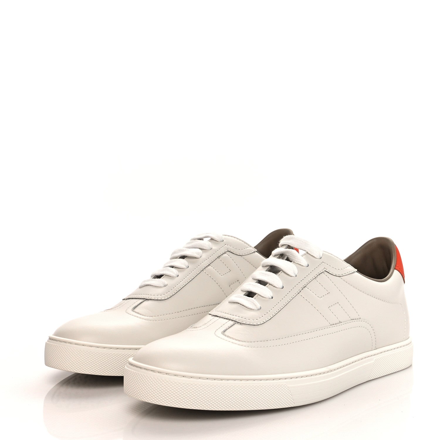 Hermes Calfskin Mens Quicker Sneakers 41 White Orange 3 of 9