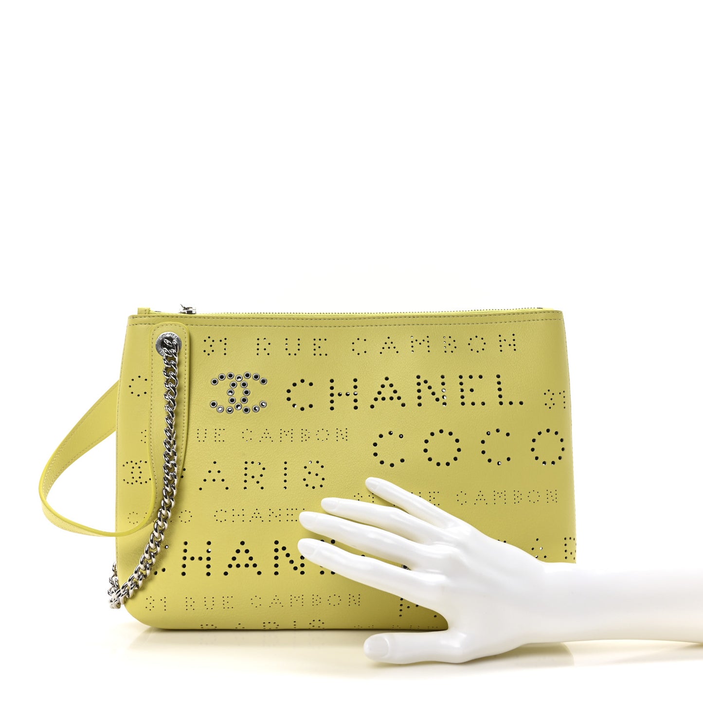 Calfskin Eyelets Clutch Yellow