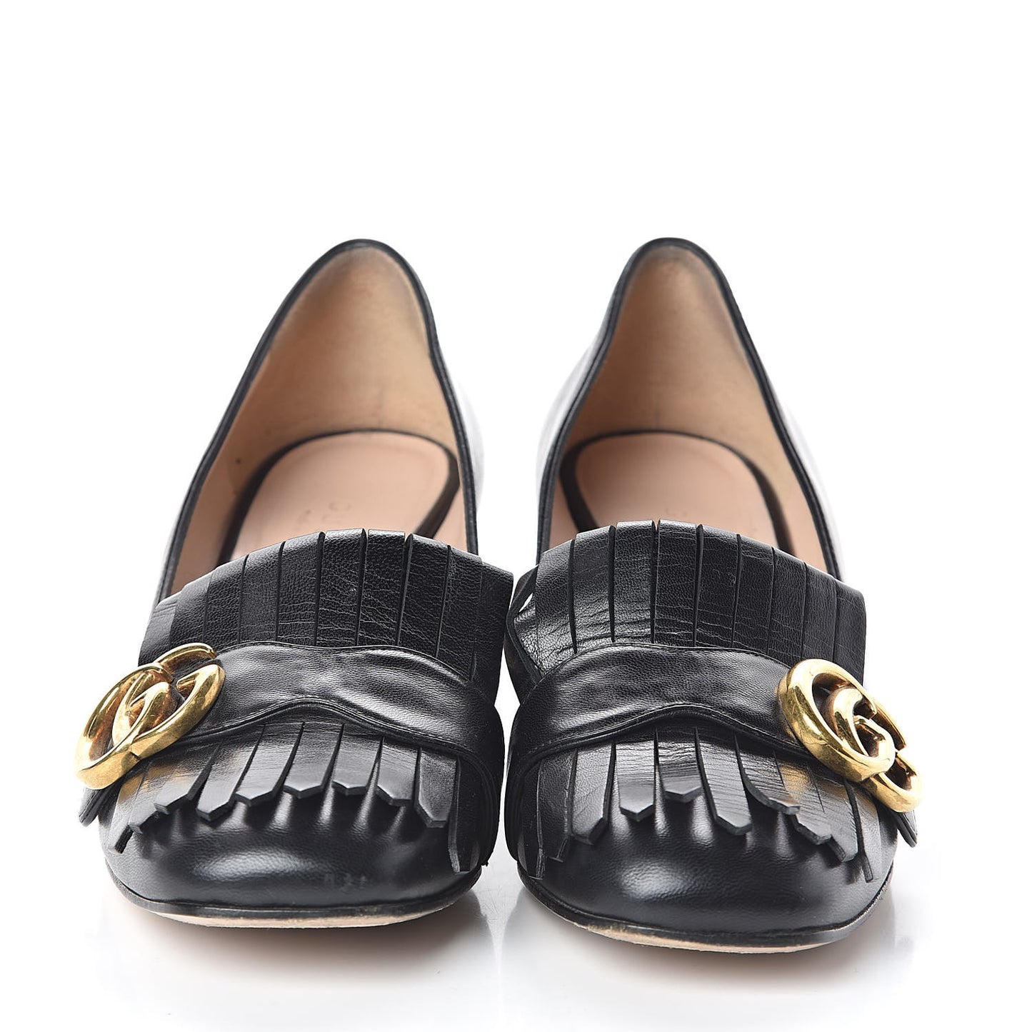 Malaga Kid GG Marmont Fringe 50mm Loafer Pumps 36 Black
