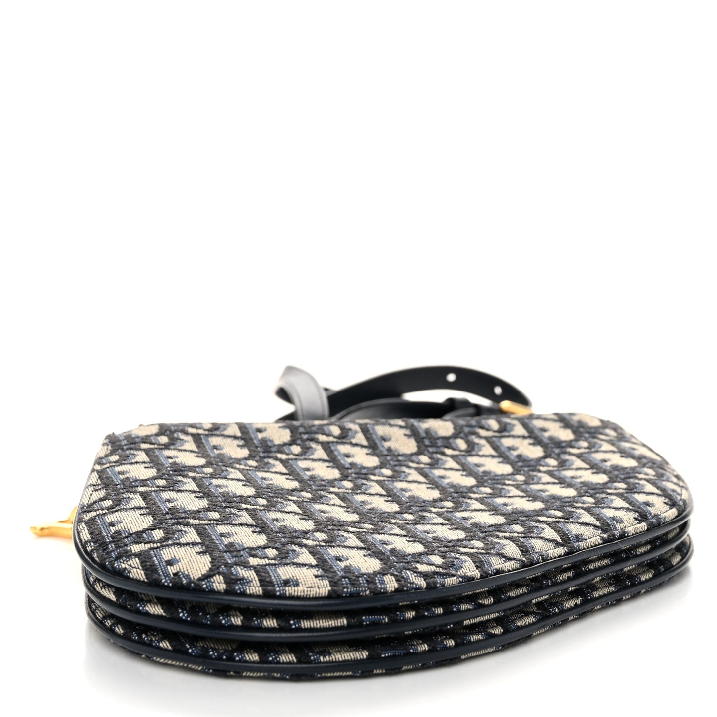 Oblique Saddle Pouch With Strap Navy Blue