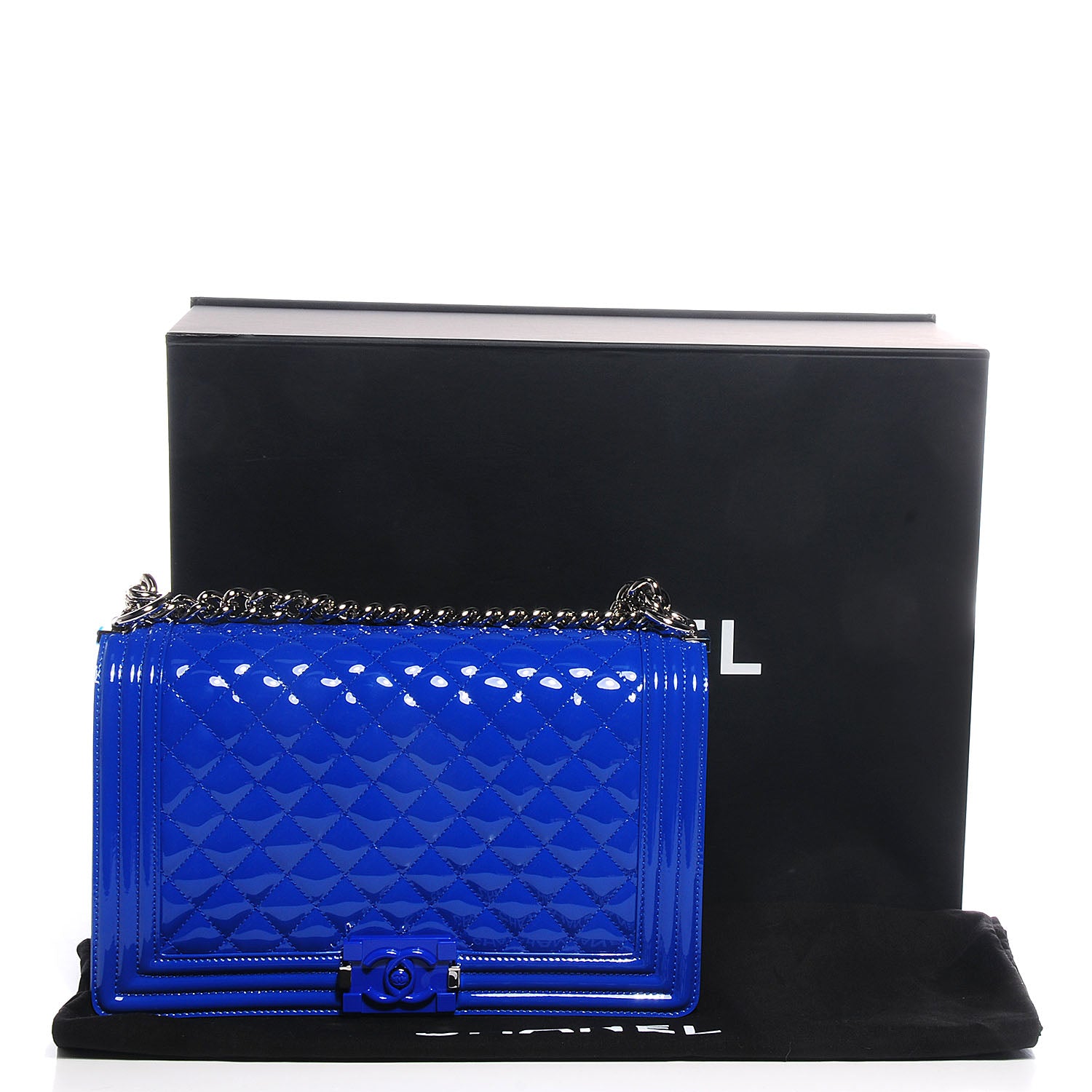 Chanel Patent Leather New Medium Boy Flap Plexiglass Plexiglass Blue 5 of 8