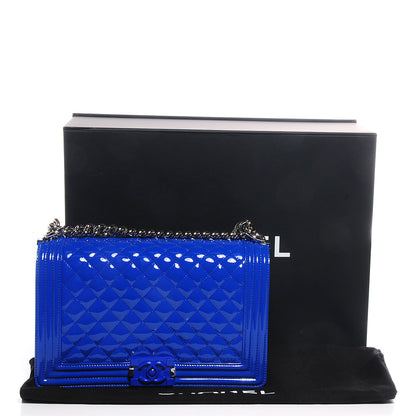 Chanel Patent Leather New Medium Boy Flap Plexiglass Plexiglass Blue 5 of 8