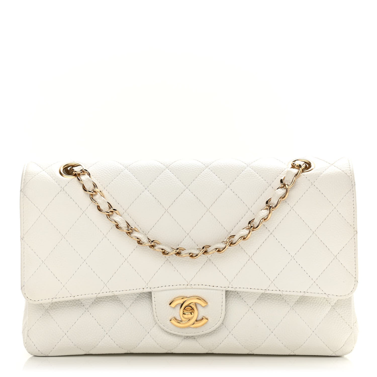 Chanel Caviar Quilted Medium Double Flap White 1 of 14