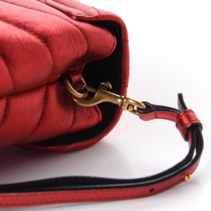 Saint Laurent Metallic Calfskin Matelasse Toy Loulou Monogram Chain Satchel Red 13 of 13