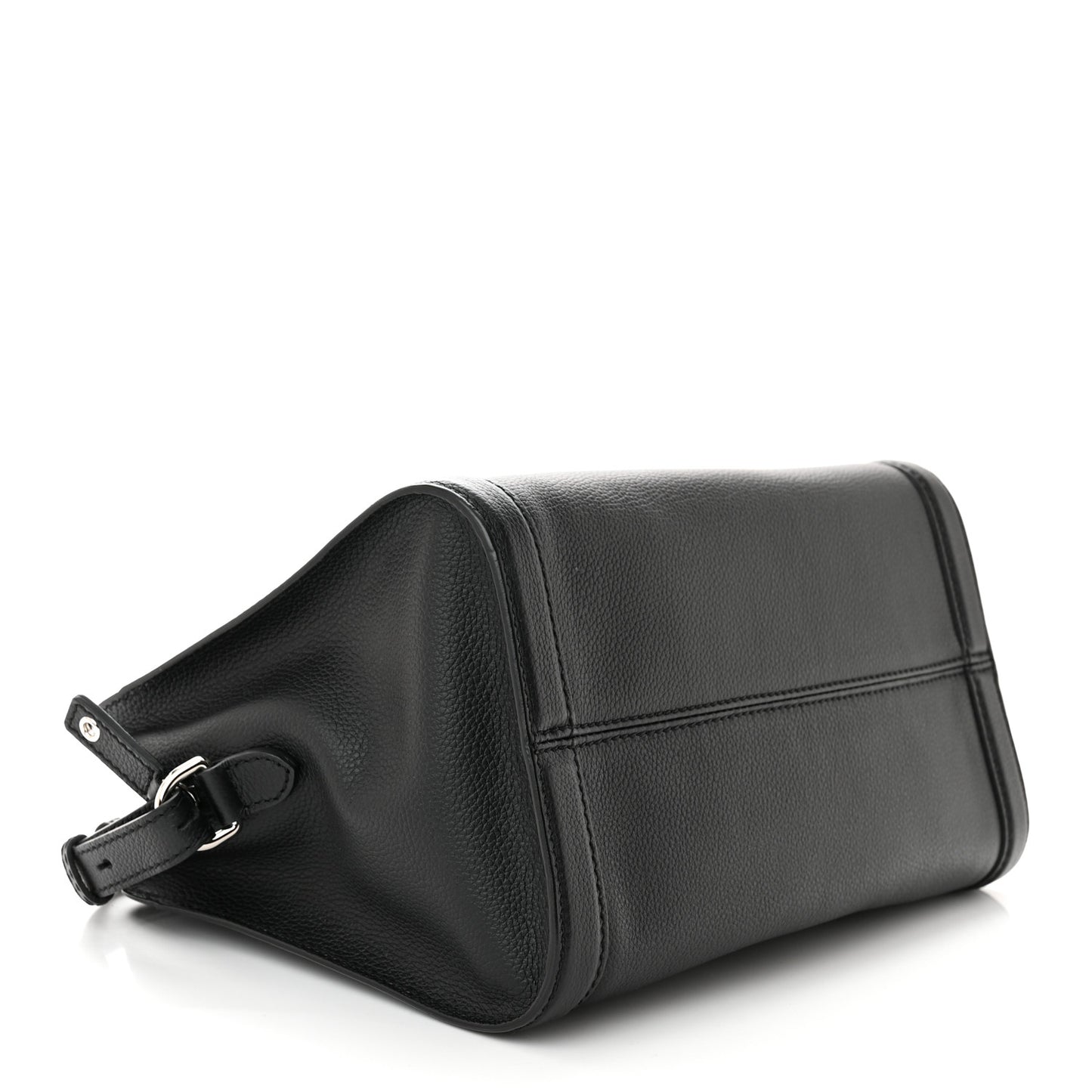 Pebbled Calfskin Small Skull Padlock Zip Around Tote Black