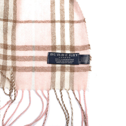 Burberry Cashmere Vintage Check Fringe Scarf Pink 3 of 3