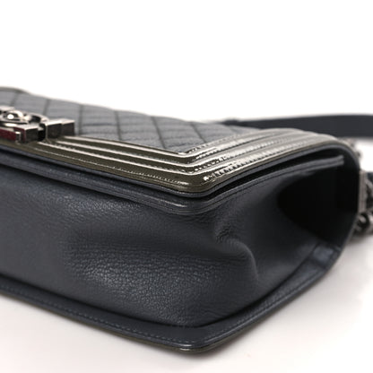 Chanel Goatskin Quilted Patent Medium Duo Boy Flap Grey Green 9 of 9