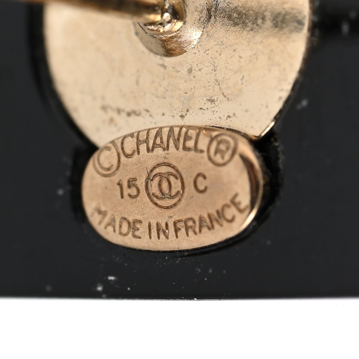 Chanel Resin Square CC Earrings Black Gold 4 of 4
