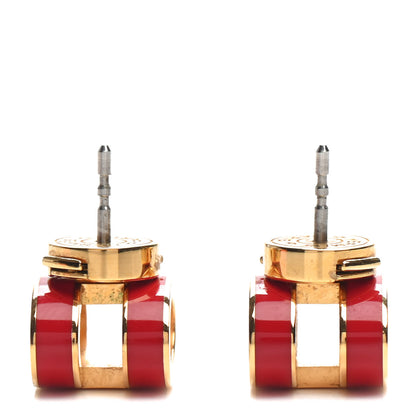 Hermes Gold Lacquered Pop H Earrings Rouge Corail 3 of 6
