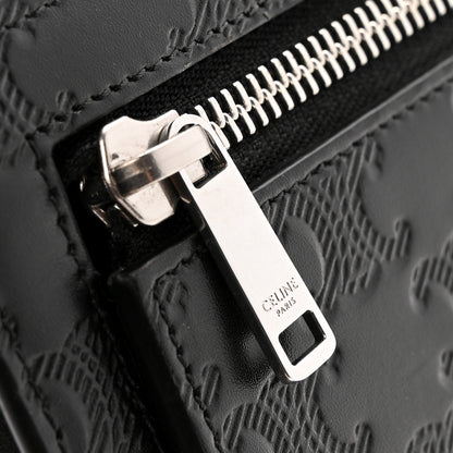 Celine Calfskin Triomphe Embossed Pouch With Strap Black 8 of 8
