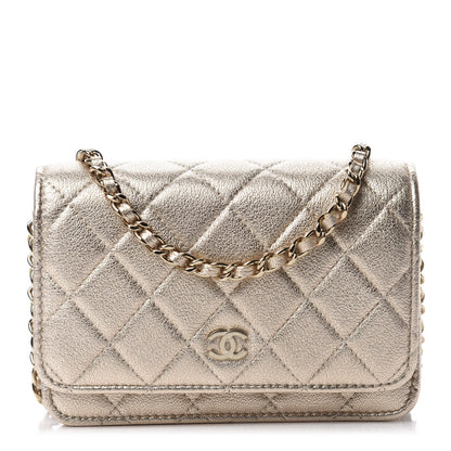 Chanel Metallic Lambskin Quilted Mini Wallet On Chain WOC Gold 1 of 11