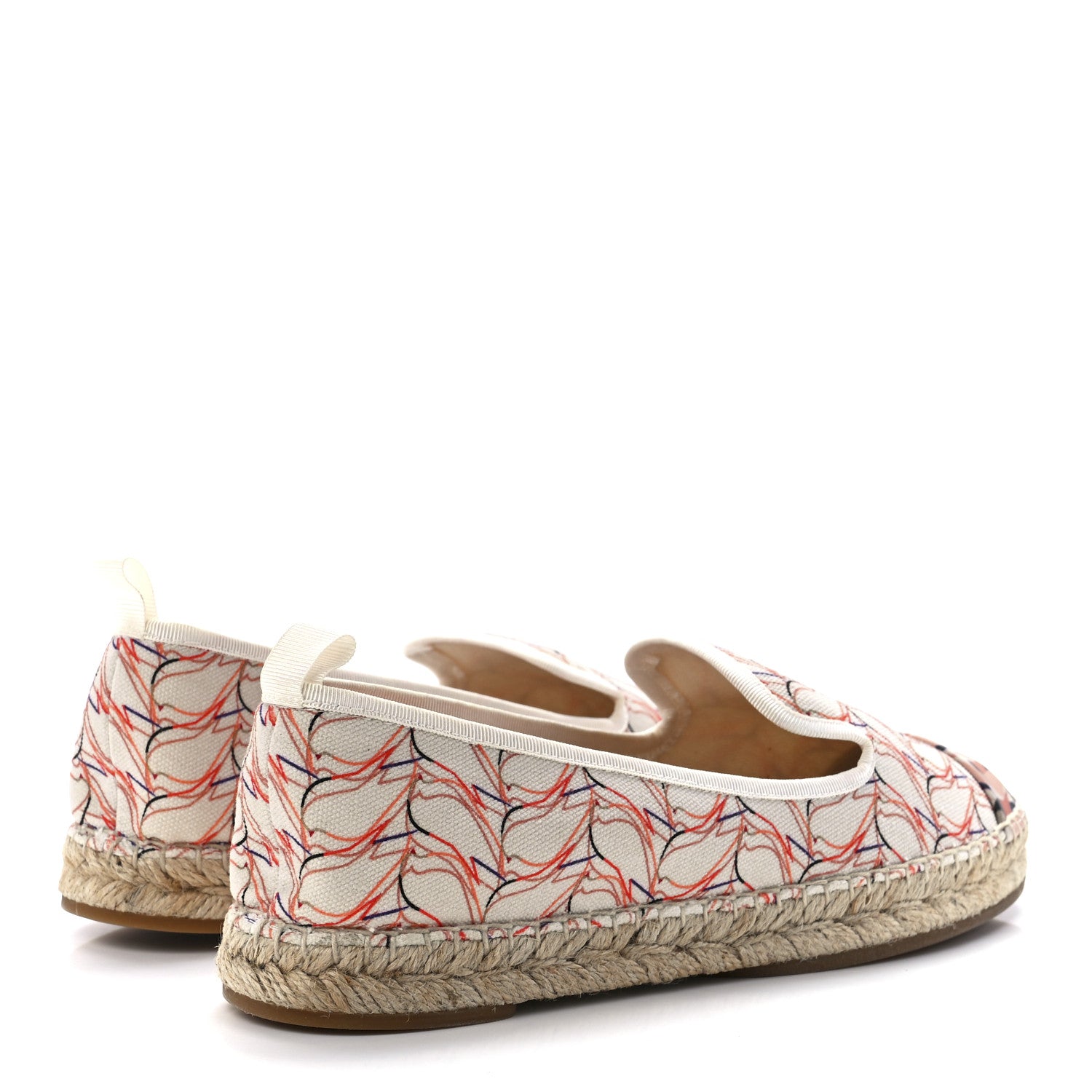 Fendi Canvas Bird Print Espadrilles 39.5 Crema Coral Dahlia 4 of 8