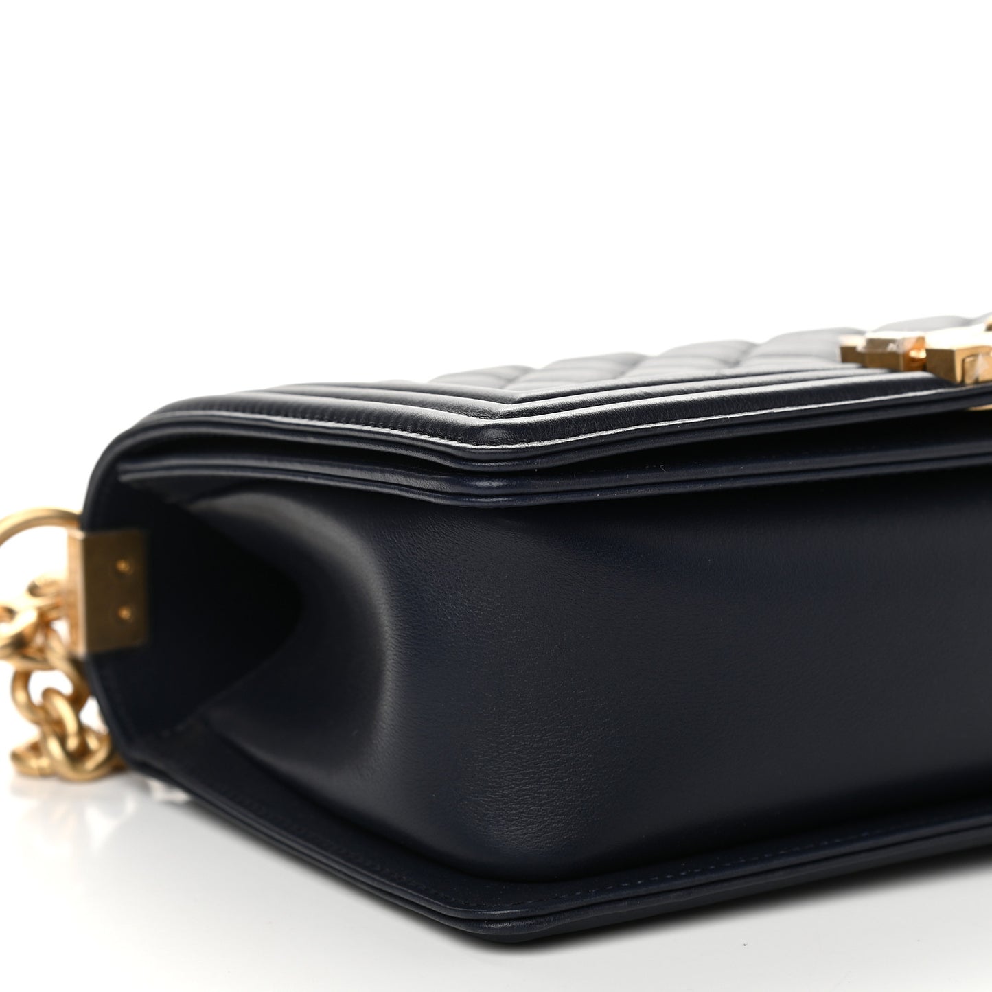 Calfskin Medium Boy Logo Top Handle Flap Navy