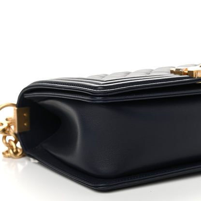 Chanel Calfskin Medium Boy Logo Top Handle Flap Navy 8 of 9