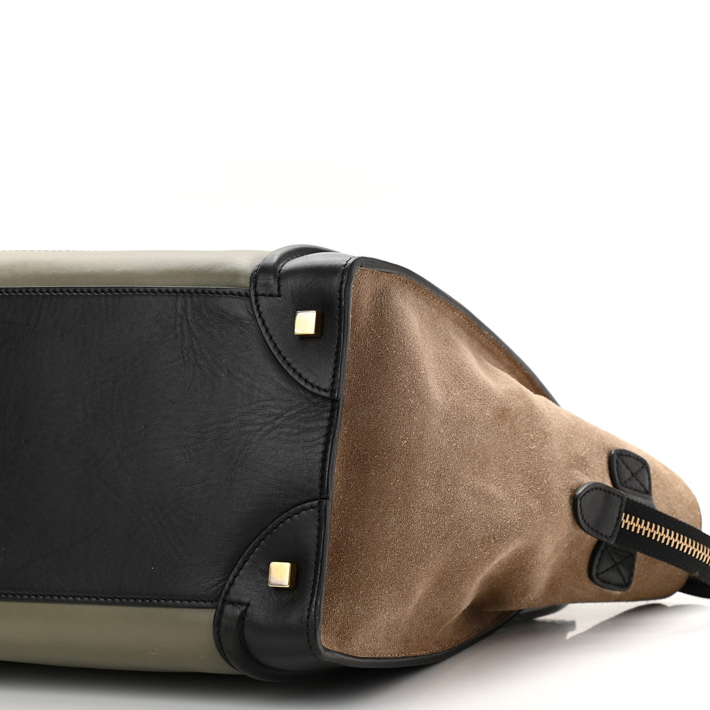 Smooth Calfskin Suede Mini Tri-Color Luggage Almond