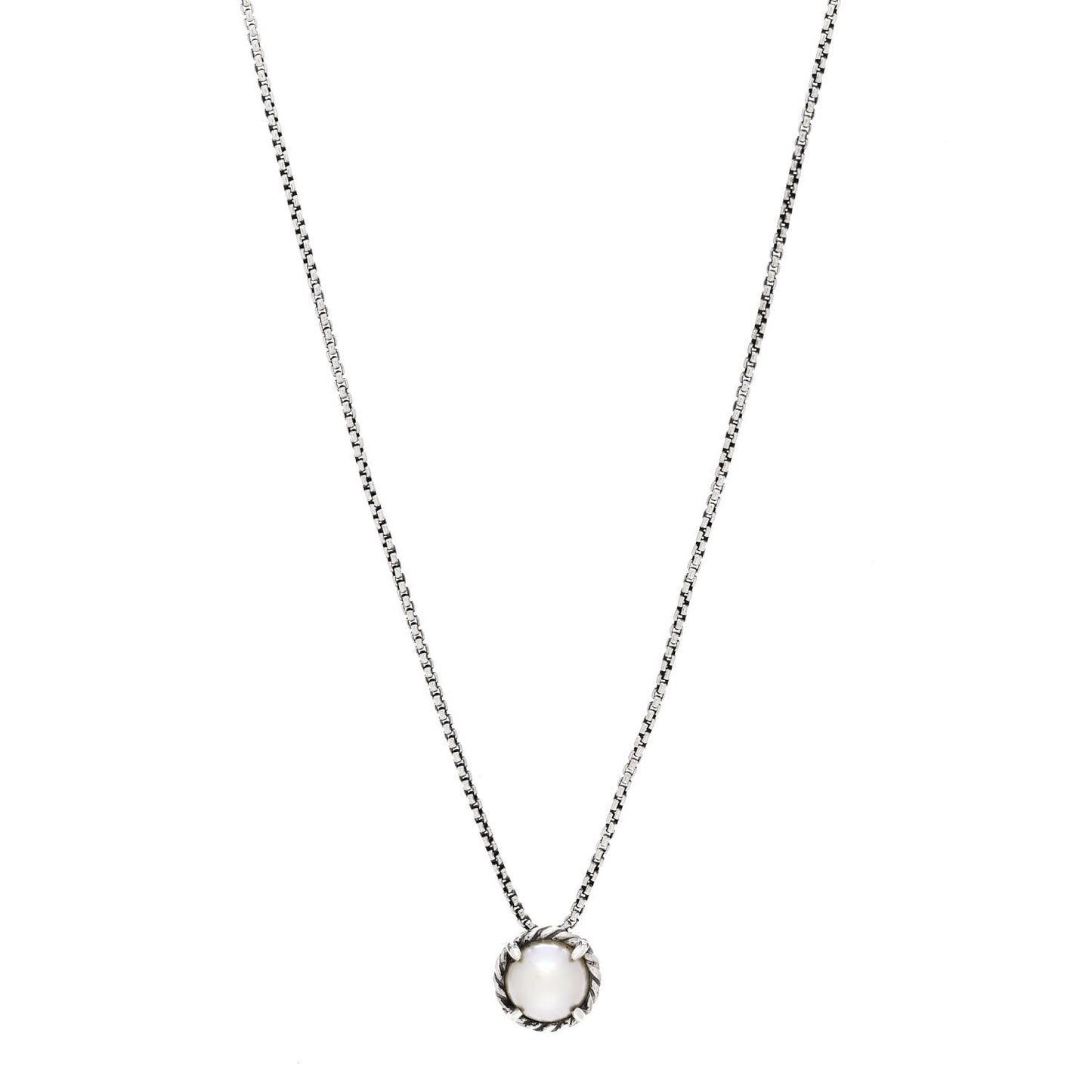 Sterling Silver Pearl 8mm Petite Chatelaine Pendant Necklace