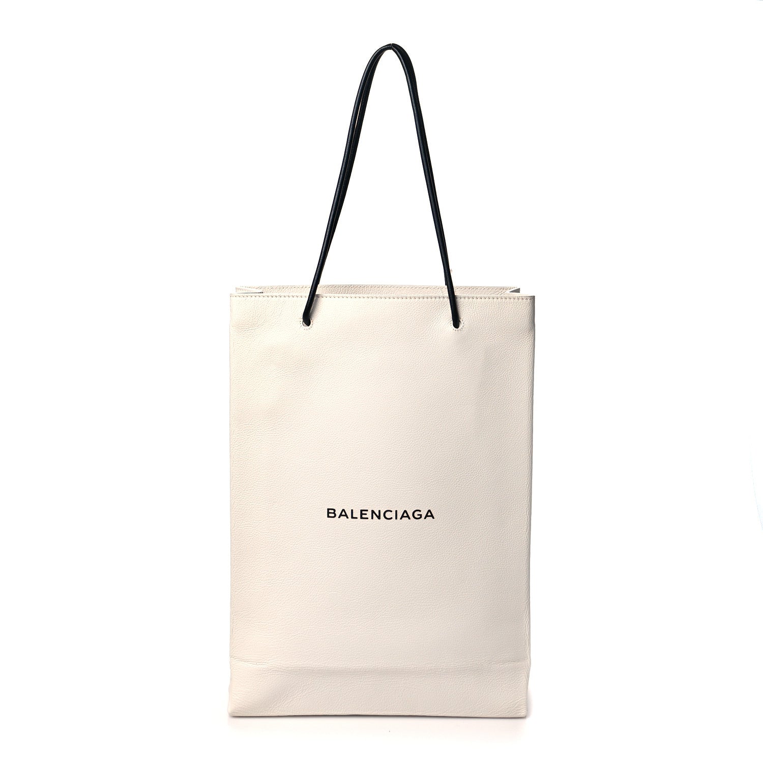 Balenciaga Calfskin Medium Logo North South Shopping Tote White 1 of 10