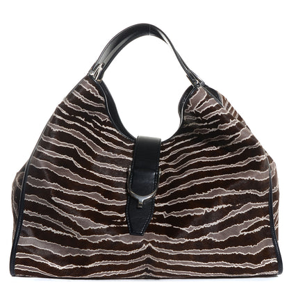 Gucci Calf Hair Zebra Print Large Soft Stirrup Shoulder Bag 1 of 7