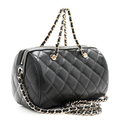 Chanel Caviar Quilted Barrel Clutch With Chain  Black 3 of 10