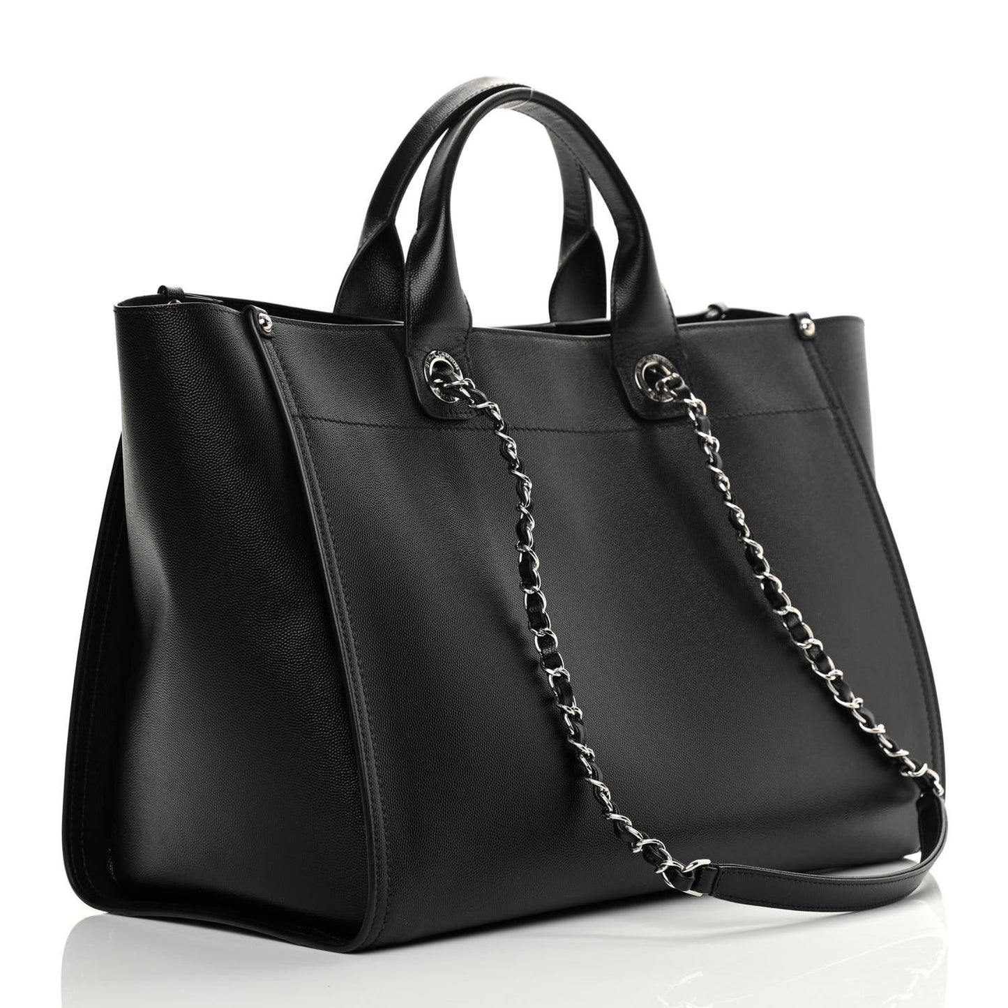 Caviar Medium Studded Deauville Tote Black