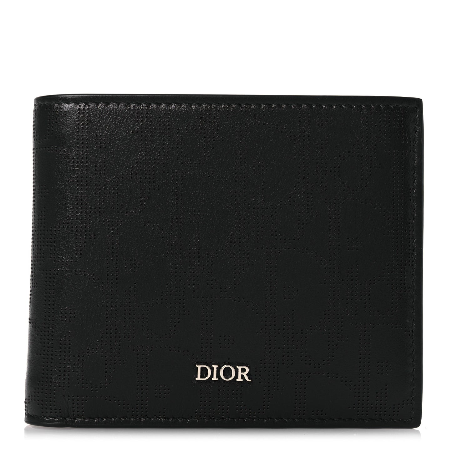 Calfskin Perforated Oblique Bi-Fold Do Galaxy Wallet Black