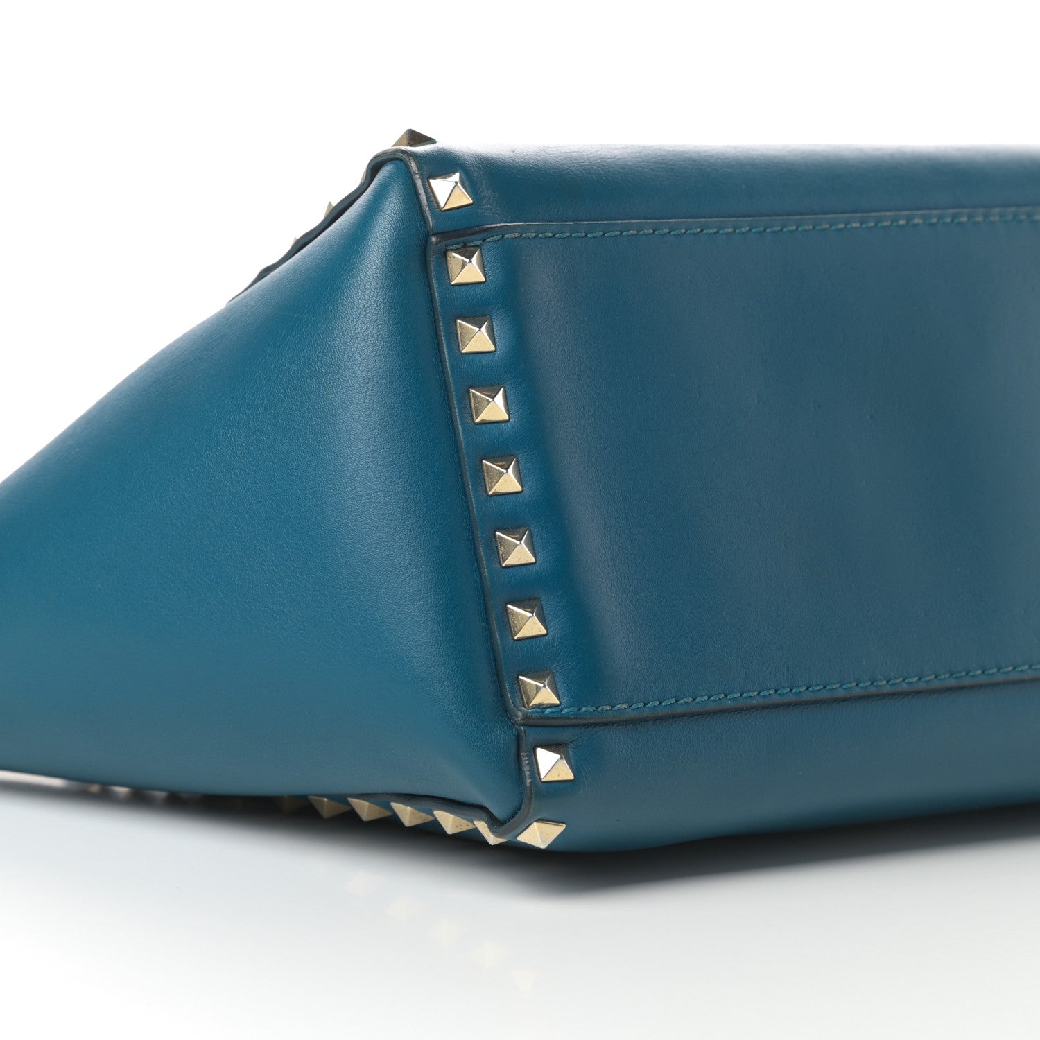 Valentino Garavani Vitello Small Rockstud Double Handle Tote Blue 9 of 17