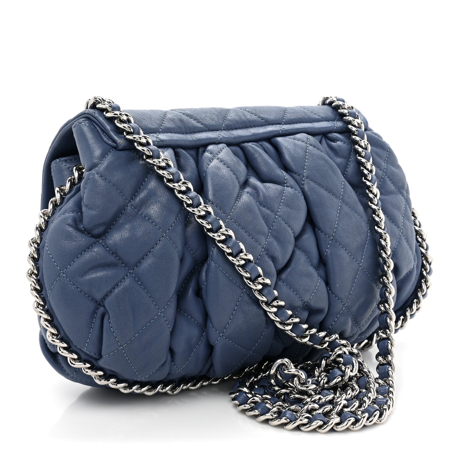 Chanel Washed Lambskin Quilted Medium Chain Around Messenger Blue 3 of 19