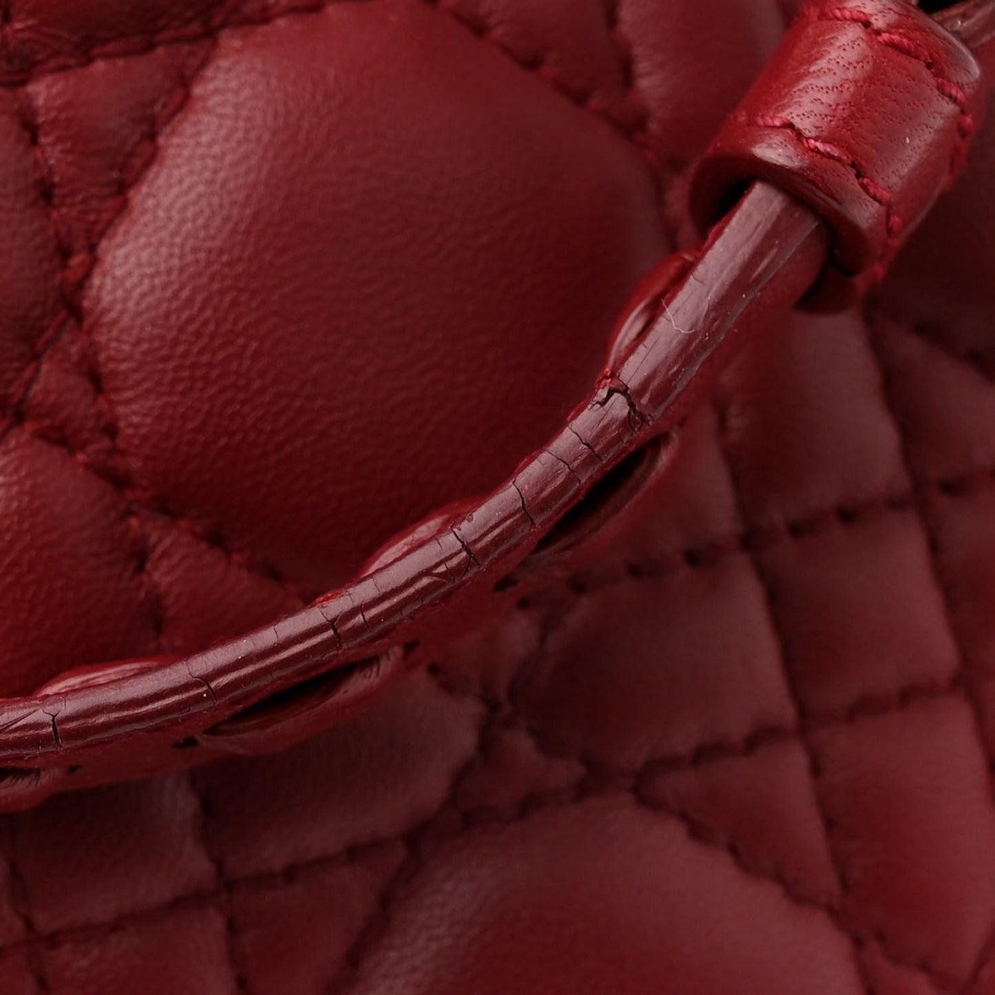 Lambskin Cannage Ruffle Trim Medium Lady Dior Burgundy