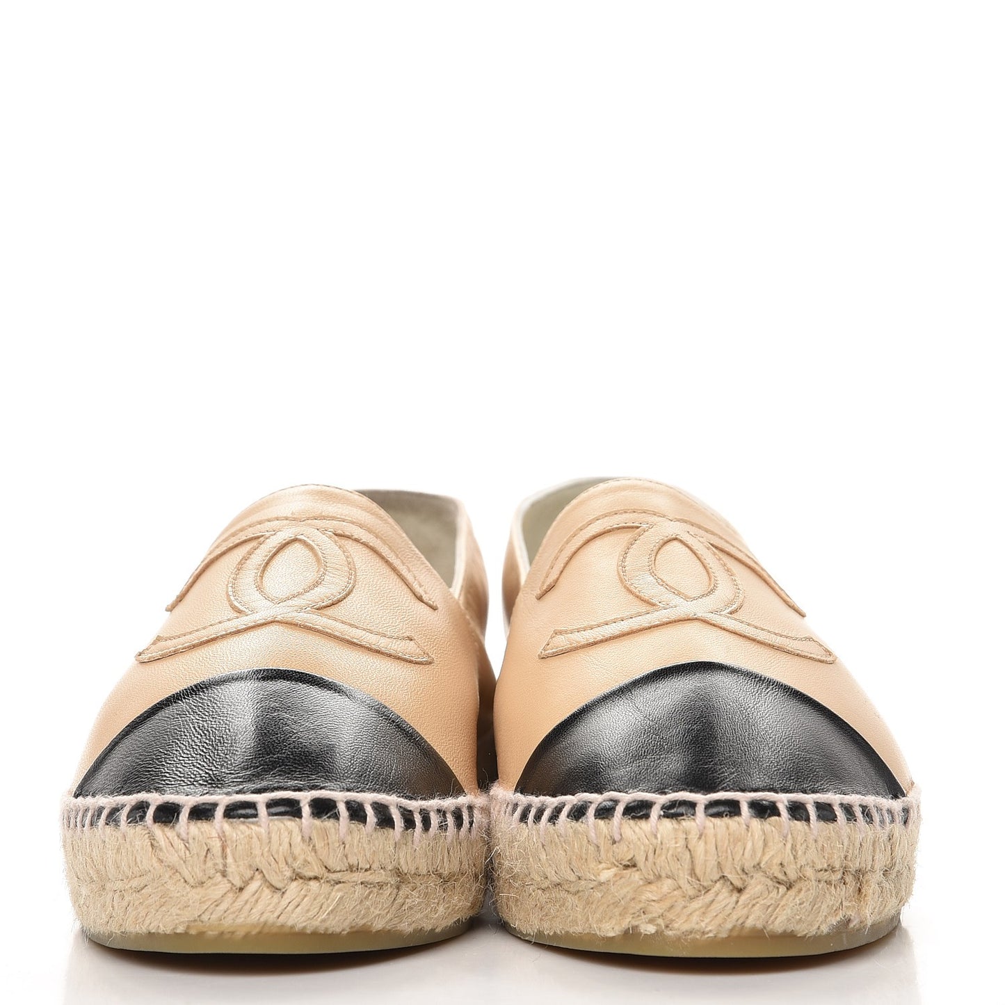 Lambskin CC Espadrilles 37 Beige Black
