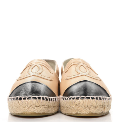 Chanel Lambskin CC Espadrilles 37 Beige Black 2 of 10