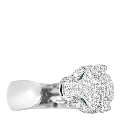 Cartier 18K White Gold Diamond Black Onyx Emerald Panthere De Cartier Ring 54 7 4 of 7