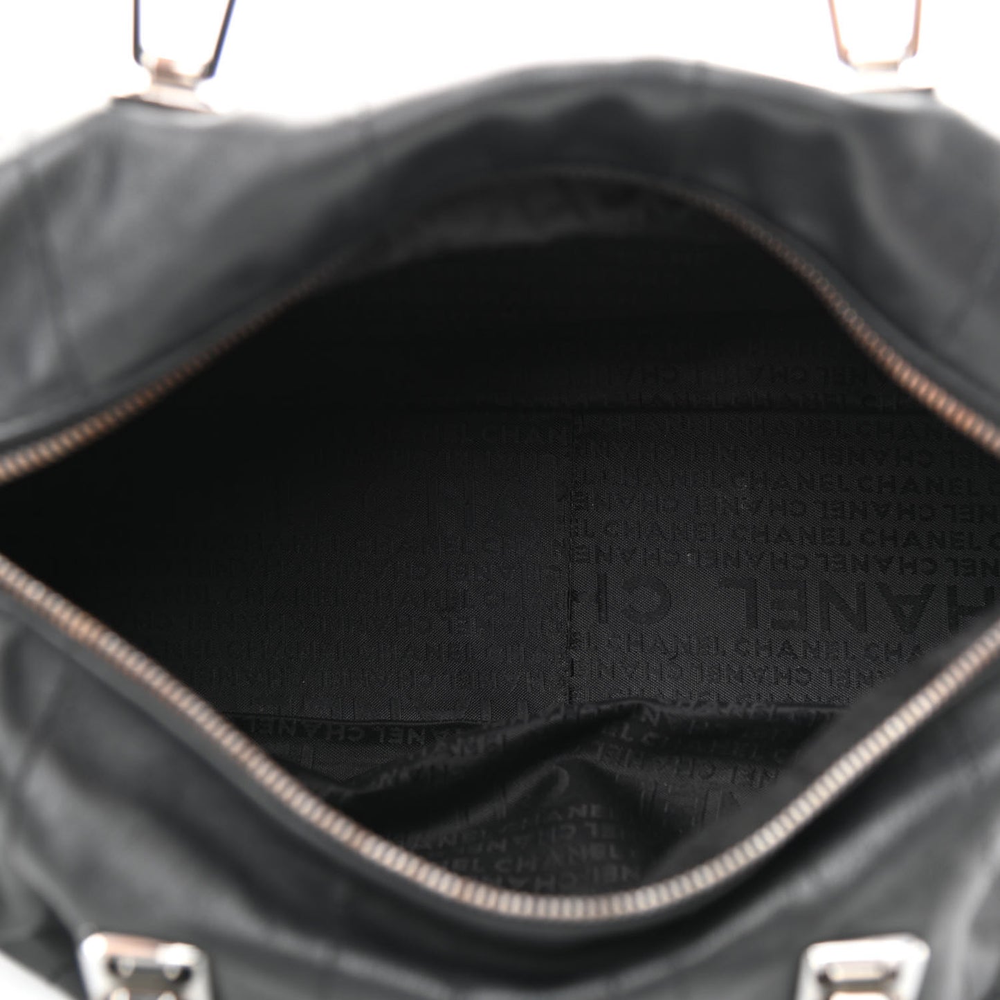 Lambskin Square Stitched Large Tote Black