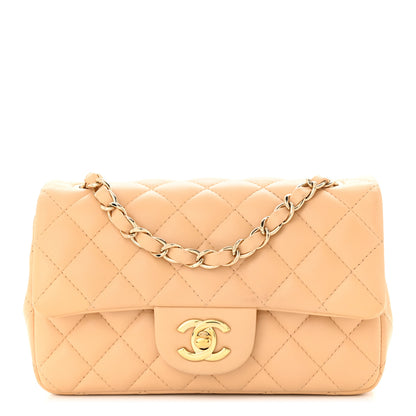 Chanel Lambskin Quilted Mini Rectangular Flap Beige 1 of 12