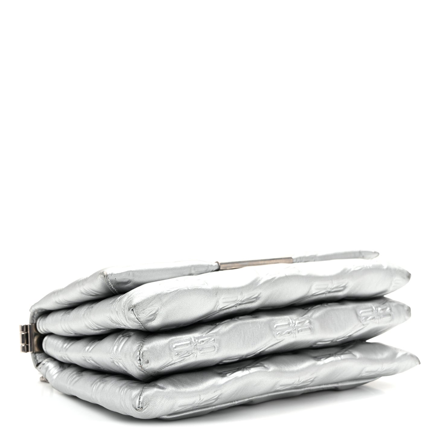 Nappa Allover License BB Monogram Embossed Medium Triplet Bag Silver