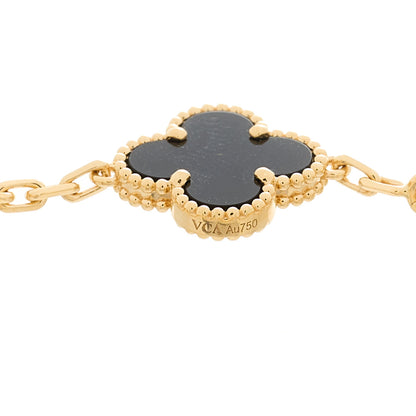 Van Cleef & Arpels 18K Yellow Gold Black Onyx 5 Motifs Vintage Alhambra Bracelet 4 of 5