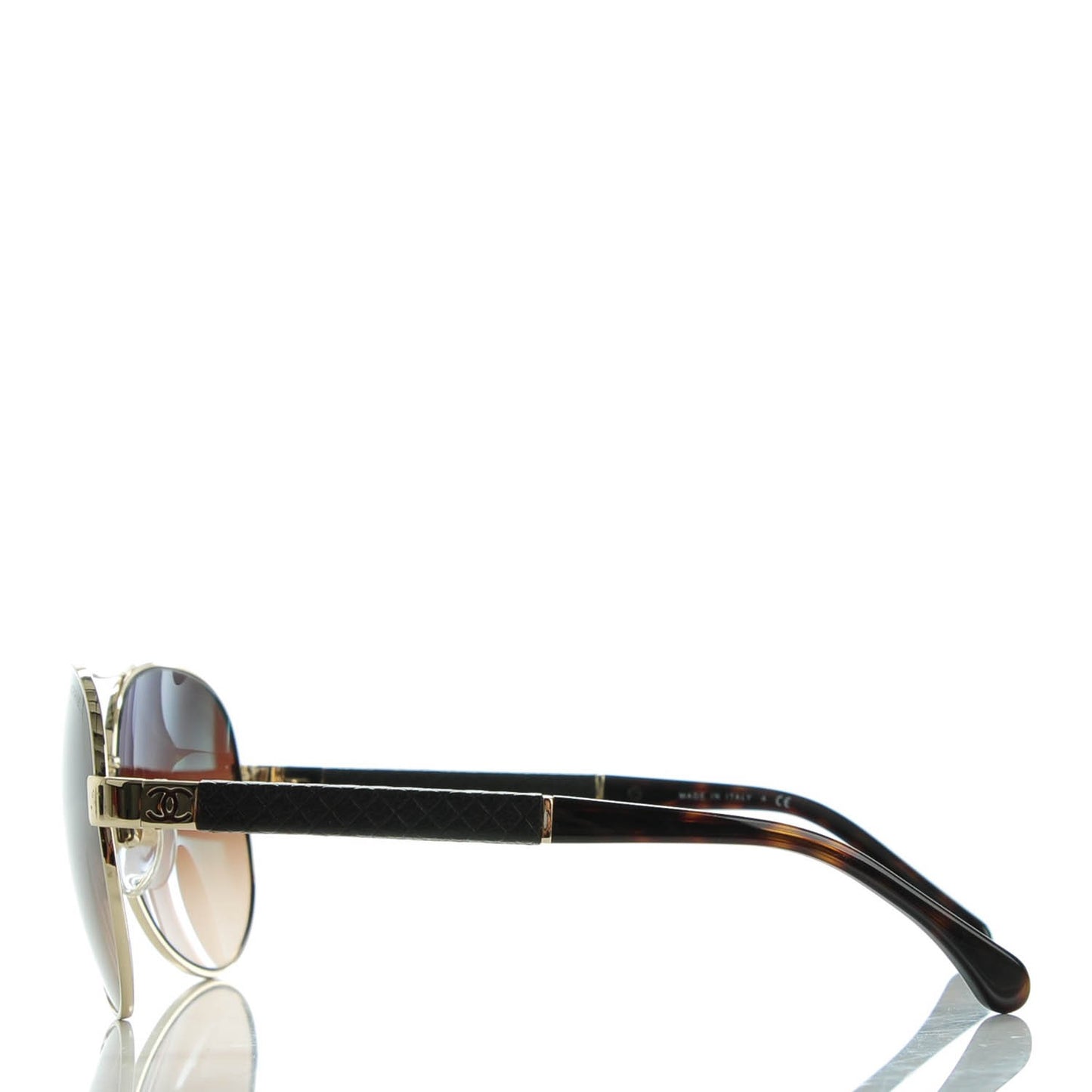 Lambskin Quilted CC Aviator Sunglasses 4195-Q Gold Brown