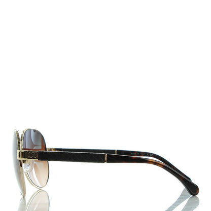 Chanel Lambskin Quilted CC Aviator Sunglasses 4195-Q Gold Brown 3 of 8